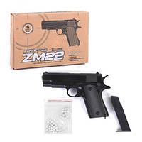 Пистолет игровой металлический на пульках 6мм, ZM22, Airsoft Gun, CYMA