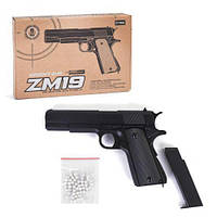 Игрушечный пистолет на пульках 6мм металлический, ZM19, Airsoft Gun, CYMA