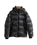 Куртка пуховик жіноча чорна молодіжна з капюшоном єврозиму оверсайз S, фото 4