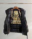 Куртка пуховик жіноча чорна молодіжна з капюшоном єврозиму оверсайз S, фото 7