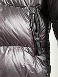 Куртка пуховик жіноча чорна молодіжна з капюшоном єврозиму оверсайз S, фото 9