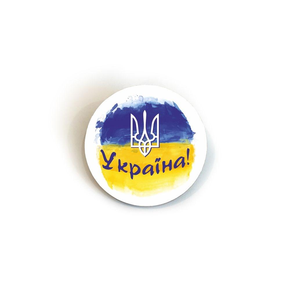 Значок дерев'яний Україна (герб і прапор) Ф4 см укзд0002у Тур-Колекшн
