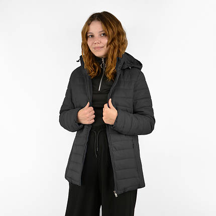 Жіноча демісезонна стьобана куртка на синтепоні з капюшоном Tovta (Угорщина) L-5XL Чорний, фото 1
