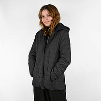 Жіноча демісезонна стьобана куртка на синтепоні з капюшоном Tovta (Угорщина) L-5XL Чорний, фото 2