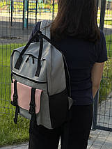 Жіночий рюкзак Канкун, міський в екошкірі комбінований, фото 3