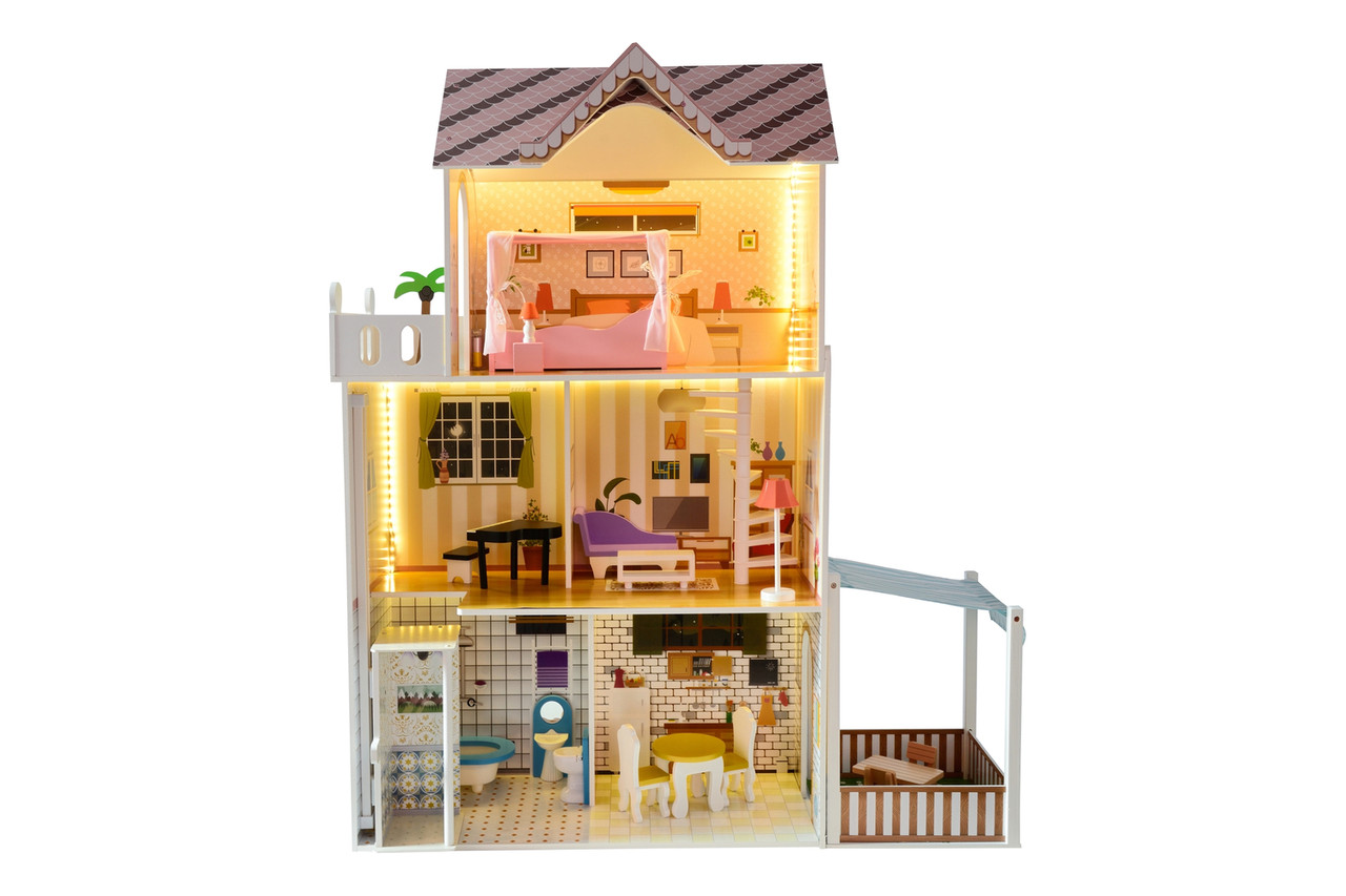 Ігровий ляльковий будиночок для барбі FunFit Kids 3045  2 ляльки LED підсвітка