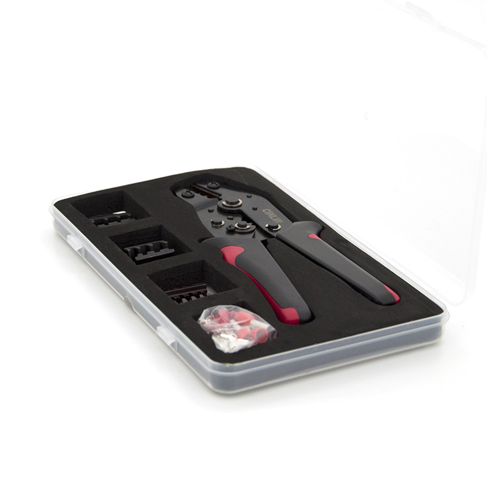 Інструмент обжимний SN-2549 для обжимки клем + насадки 06 -0.5-6mm2, 02С -0.5-2.5mm2, 16WF -6-16mm2, Black-red, фото 1