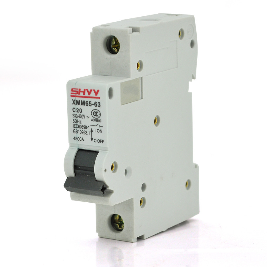 Автоматичний вимикач змінного струму SHYY XMM65-63 1P C20, 230/400V, фото 1