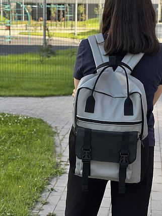 Стильний та функціональний рюкзак Канкун з ручками з екошкіри, комбінований, фото 2
