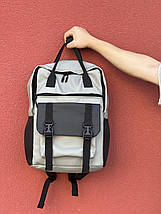 Стильний та функціональний рюкзак Канкун з ручками з екошкіри, комбінований, фото 3