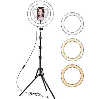 Кільцева LED лампа LS-360 36см + штатив 2 метри
