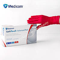 Нитриловые перчатки ТМ "Medicom" SafeTouch Advanced Premium Red размер М, 4.2 г., 100 шт., КРАСНЫЙ