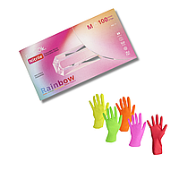 Перчатки нитриловые MediOK Rainbow - 50 пар, размер M (без пудры) микс пять цветов, 3,8 г