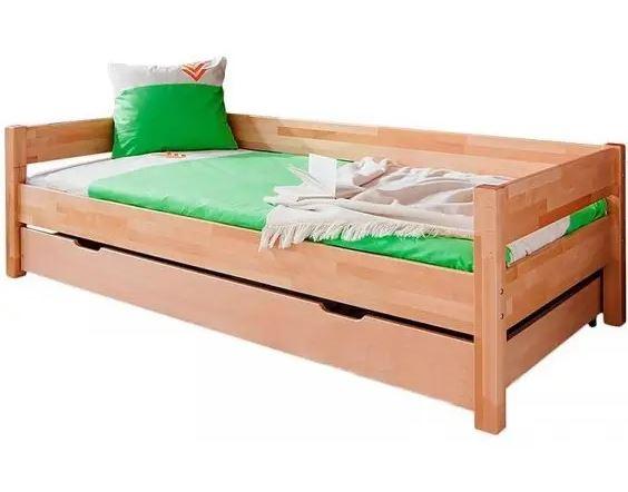 Дитяче ліжко b020 каркас дерево бук натуральний 80х190 з ящиком (Mobler TM)