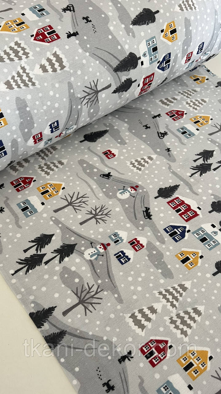 Фланель зимова казка на сірому (0,80*240), фото 1