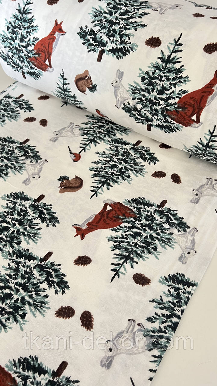 Фланель звіри в зимовому лісі, фото 1