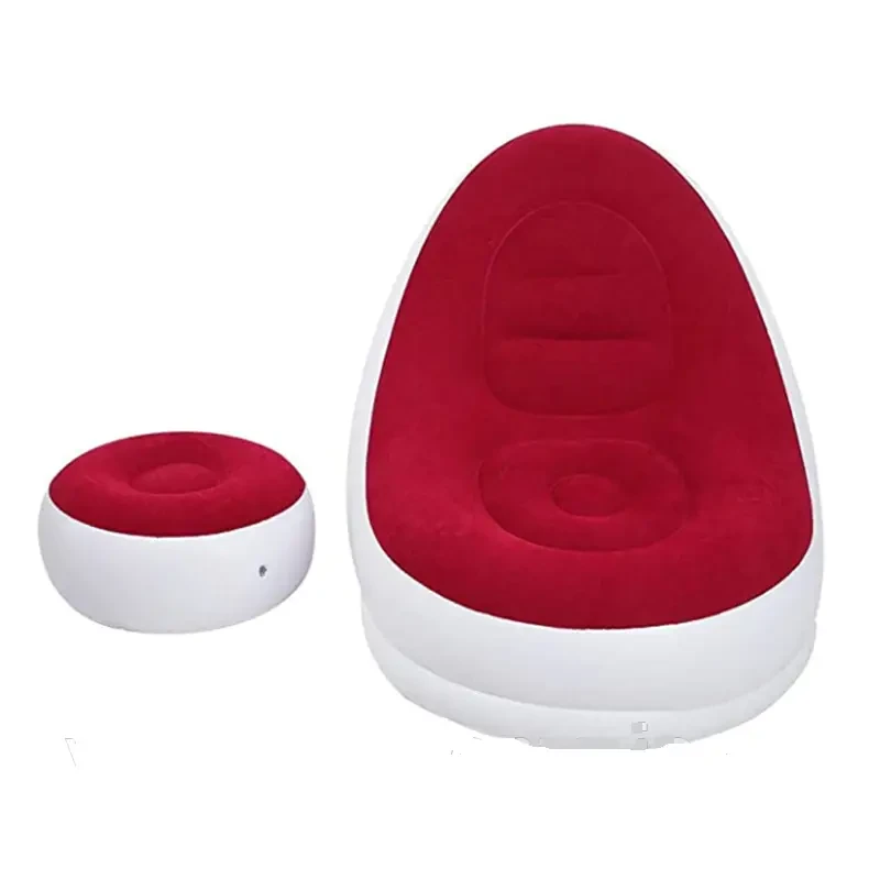 Міцний надувний диван-крісло для відпочинку з пуфом AIR SOFA Червоний