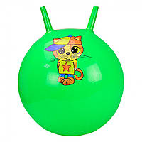 Мяч прыгун для детей, с рожками, зеленый, Мяч гимнастический детский