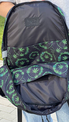Принтовий рюкзак з малюнком Коноплі School класичної форми з великою кількістю відділень на  30л, фото 2