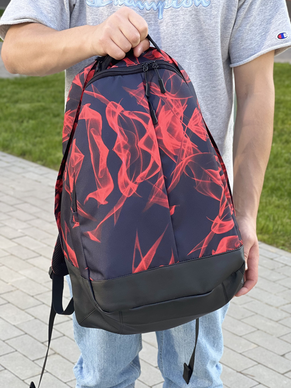 Рюкзак із принтом вогонь School класичної форми з великою кількістю відділень на 30л