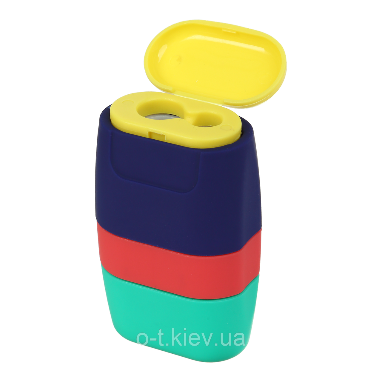 Гумка + Чинка RAINBOW, RUBBER TOUCH, 2 отв., контейнер, пластик.корпус BM.4771-1, фото 1