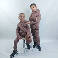 Детский спортивный костюм в цвете шоколад 3нитка флис 140