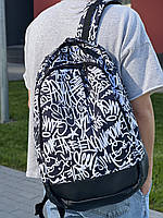 Рюкзак с принтованными надписями School классической формы с большим количеством отделений на 30л