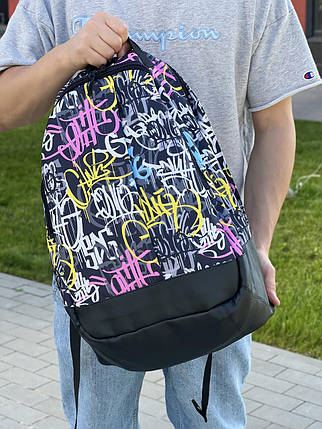 Рюкзак із принтованими кольоровими надписами School класичної форми з великою кількістю відділень на 30л, фото 2