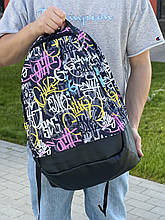 Рюкзак із принтованими кольоровими надписами School класичної форми з великою кількістю відділень на 30л