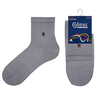 Мужские укороченные носки СВЕТЛО-СЕРЫЕ однотонные носки для подростка BROSS 43-45