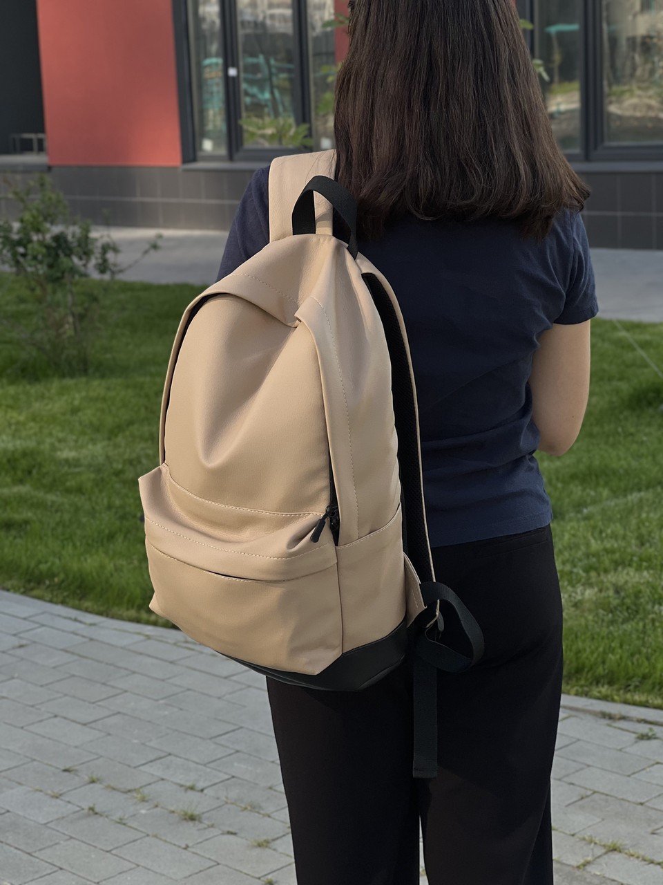 Жіночий міський рюкзак підлітковий City в екошкірі, бежевий класичний колір