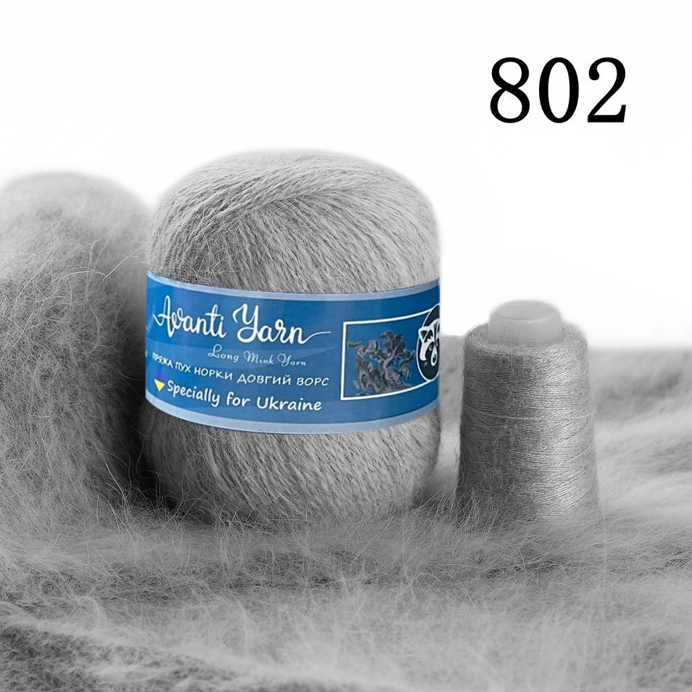 Пух норки 802 св.сірий меланж, фото 1