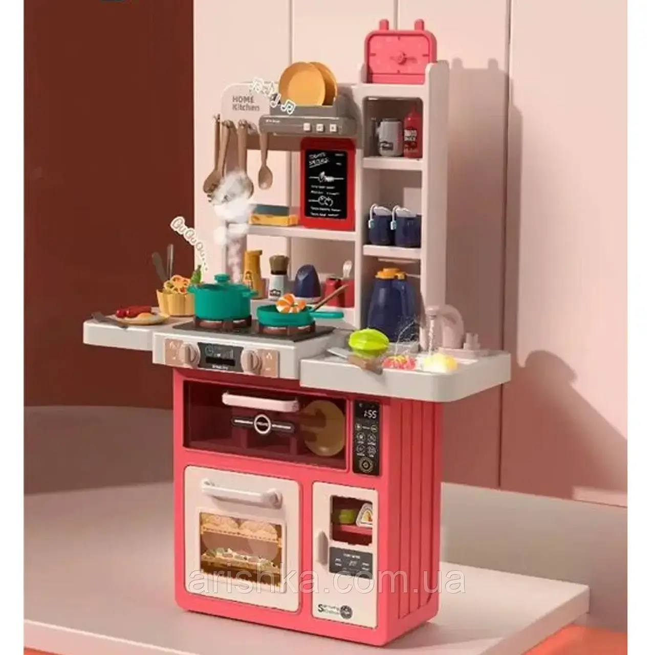 Кухня ігрова дитяча, Висота 85 см, 55 ел., вода, підсвітка, пара