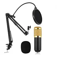 Настольный микрофон с усилителем голоса Music DJ. M-800U, Студийный микрофон со стойкой и поп-фильтром