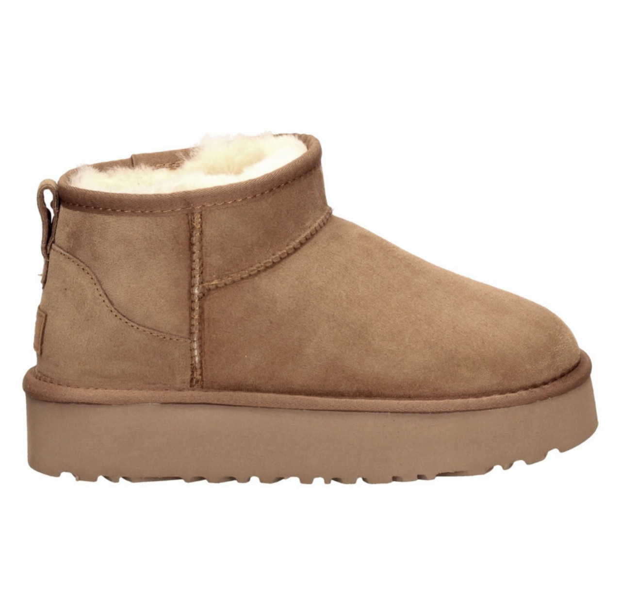 Уги жіночі UGG Ultra Mini Platform Chestnut коричневий ультрамінальний натуральний замш на хутрі на платформі, фото 1