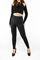Лосини жіночі теплі на хутрі L-3XL Легінси під джинс зі стразами Чорний колір One size