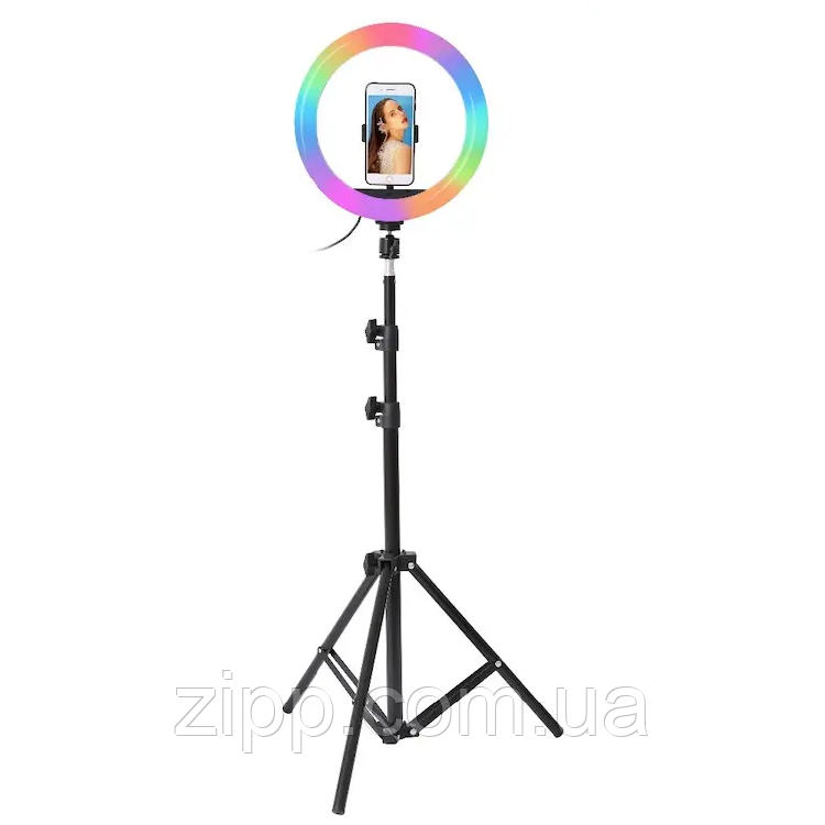 Кільцева LED лампа RGB MJ26 (26см) + штатив 2 метри
