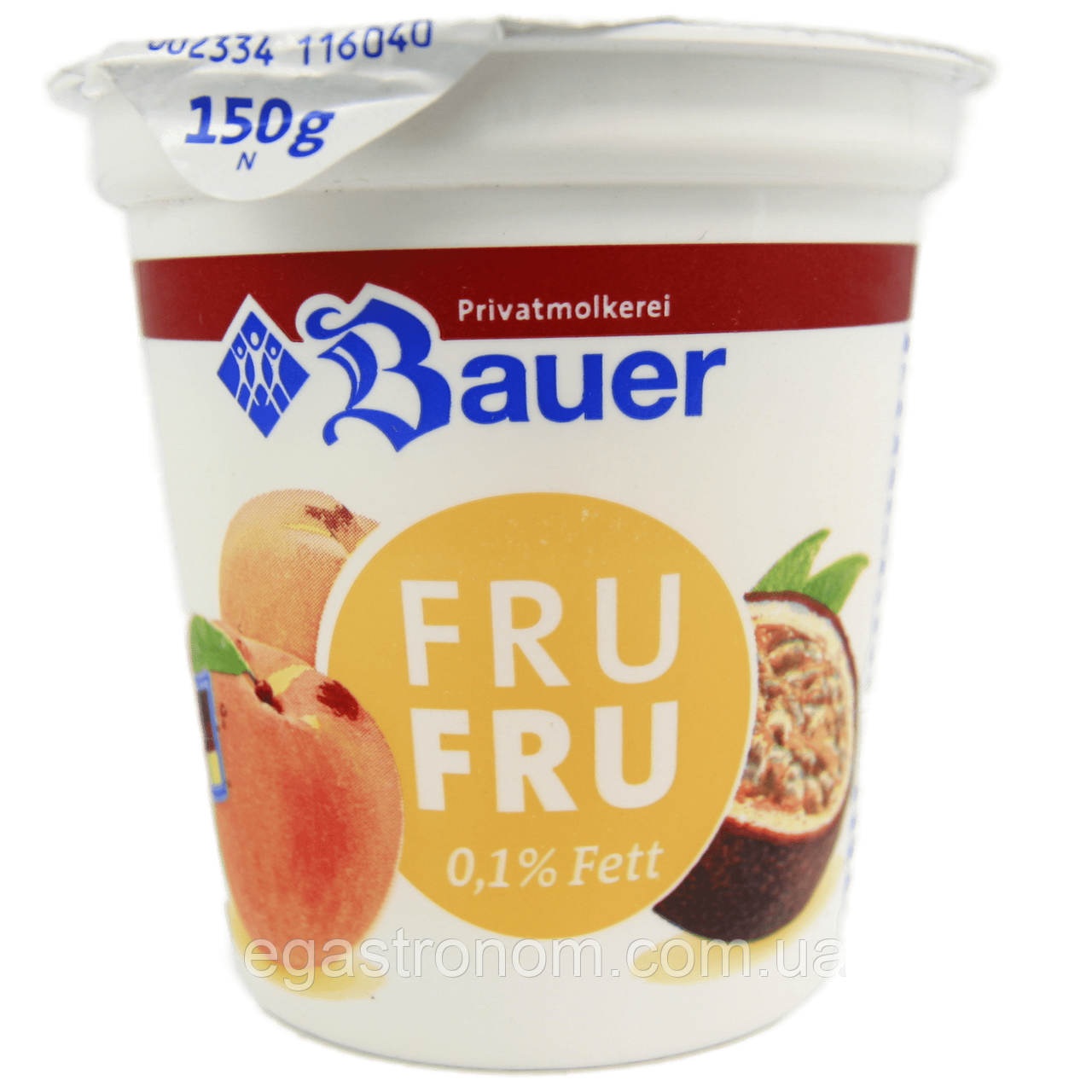 Йогурт персик-маракуя Бауер Bauer peach-passion fruit 150g 20шт/ящ (Код: 00-00015141)