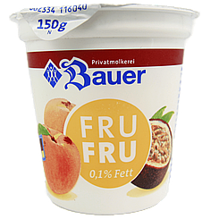 Йогурт персик-маракуя Бауер Bauer peach-passion fruit 150g 20шт/ящ (Код: 00-00015141)