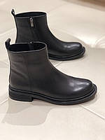 Ботинки демисезонные женские кожаные черные на низком каблуке с флисом Турция 7061-11 Mario Muzi 2995