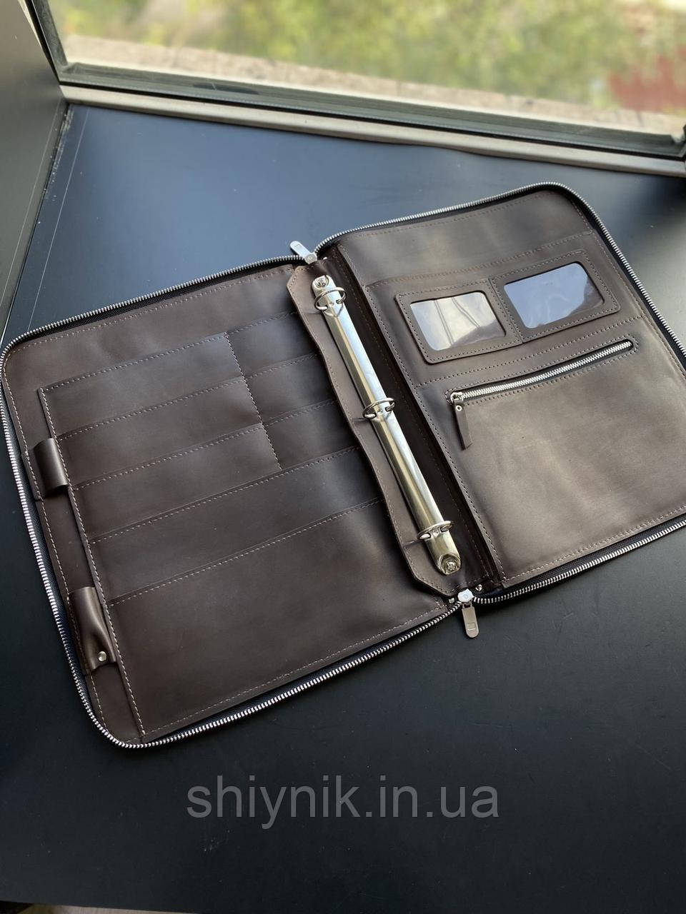 Шкіряна папка для сімейних документів FAMILY FOLDER коричнева