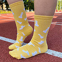 Длинные носки для женщин 1 пара 36-41 с прикольным принтом желтые и цветные, молодежные, хорошие и модные