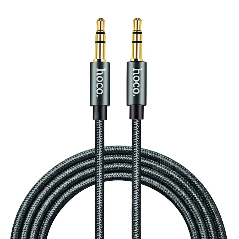 Аудіо кабель 3.5 на 3.5 Mini Jack HOCO Noble sound AUX (1 метр). Grey, фото 1