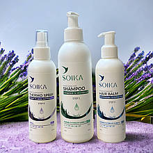 Набір SOIKA 3 в 1: шампунь, бальзам, спрей-термозахист