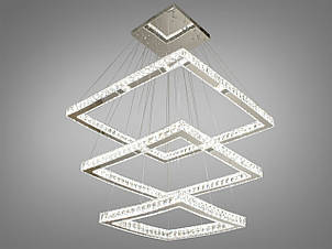 Кришталева світлодіодна люстра-підвіс на 3 лампи 165Вт пульт ДУ 3200-6000K хром 83х190 см, фото 2