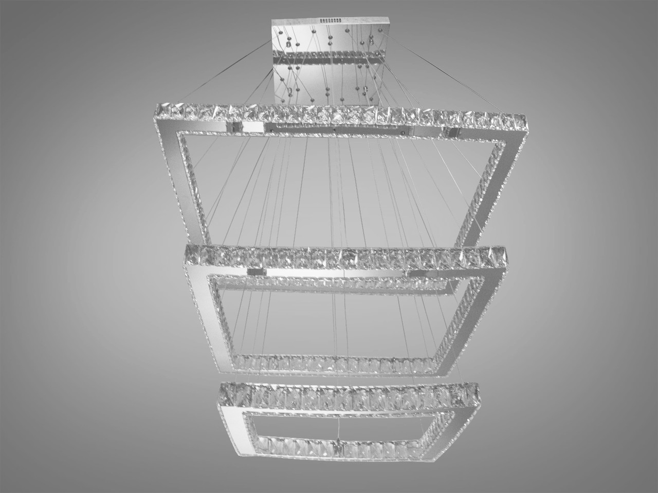 Кришталева світлодіодна люстра-підвіс на 3 лампи 165Вт пульт ДУ 3200-6000K хром 83х190 см