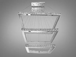 Кришталева світлодіодна люстра-підвіс на 3 лампи 165Вт пульт ДУ 3200-6000K хром 83х190 см, фото 1