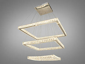 Кришталева світлодіодна люстра-підвіс на 3 лампи 165Вт пульт ДУ 3200-6000K хром 83х190 см, фото 4