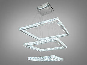 Кришталева світлодіодна люстра-підвіс на 3 лампи 165Вт пульт ДУ 3200-6000K хром 83х190 см, фото 3