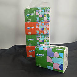 Серветки паперові 400 шт, Horoso, в м'якій упаковці, серветка 20х14 см, тришарова
